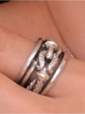 David Yurman 925 Sterling Silver Crossover Cable Wide Band Ring w/ Diamonds 7